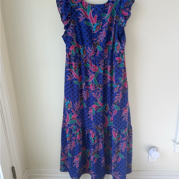 Baltic Born Plus Size 2X Biscayne Maxi Dress in Rayanne Indigo Print Ruffle Blue - Picture 11 of 11